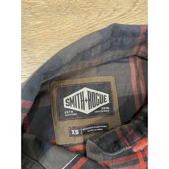 Smith Rogue Shirt Men XS Plaid Long Sleeve Button Down Blue Red - Picture 3 of 5